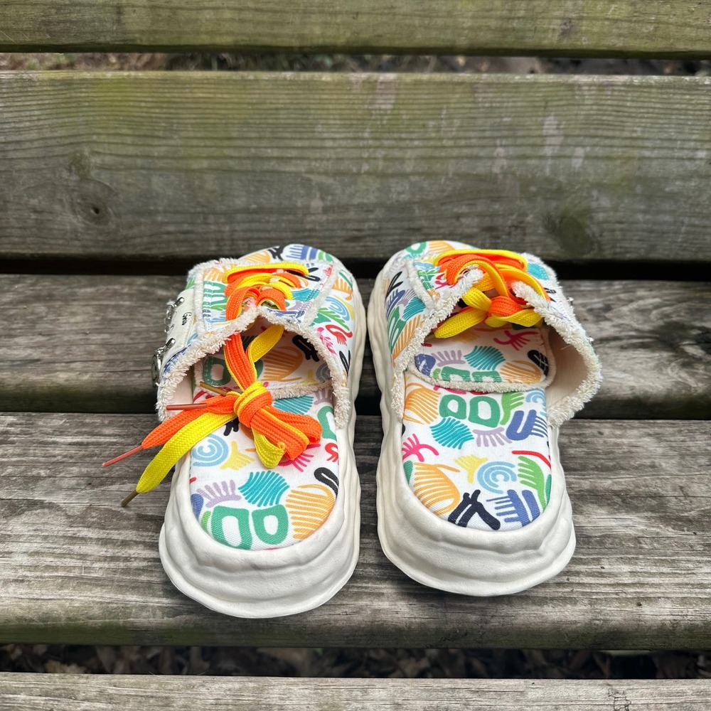 Crazy Pop Art Graffiti Multicolor Platform Slide Sandals Sz 42 US 11.5 Urbancore - Picture 4 of 9